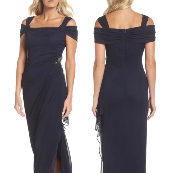 ALEX EVENINGS DRESS, SIZE 6, NAVY - Picture 12 of 13